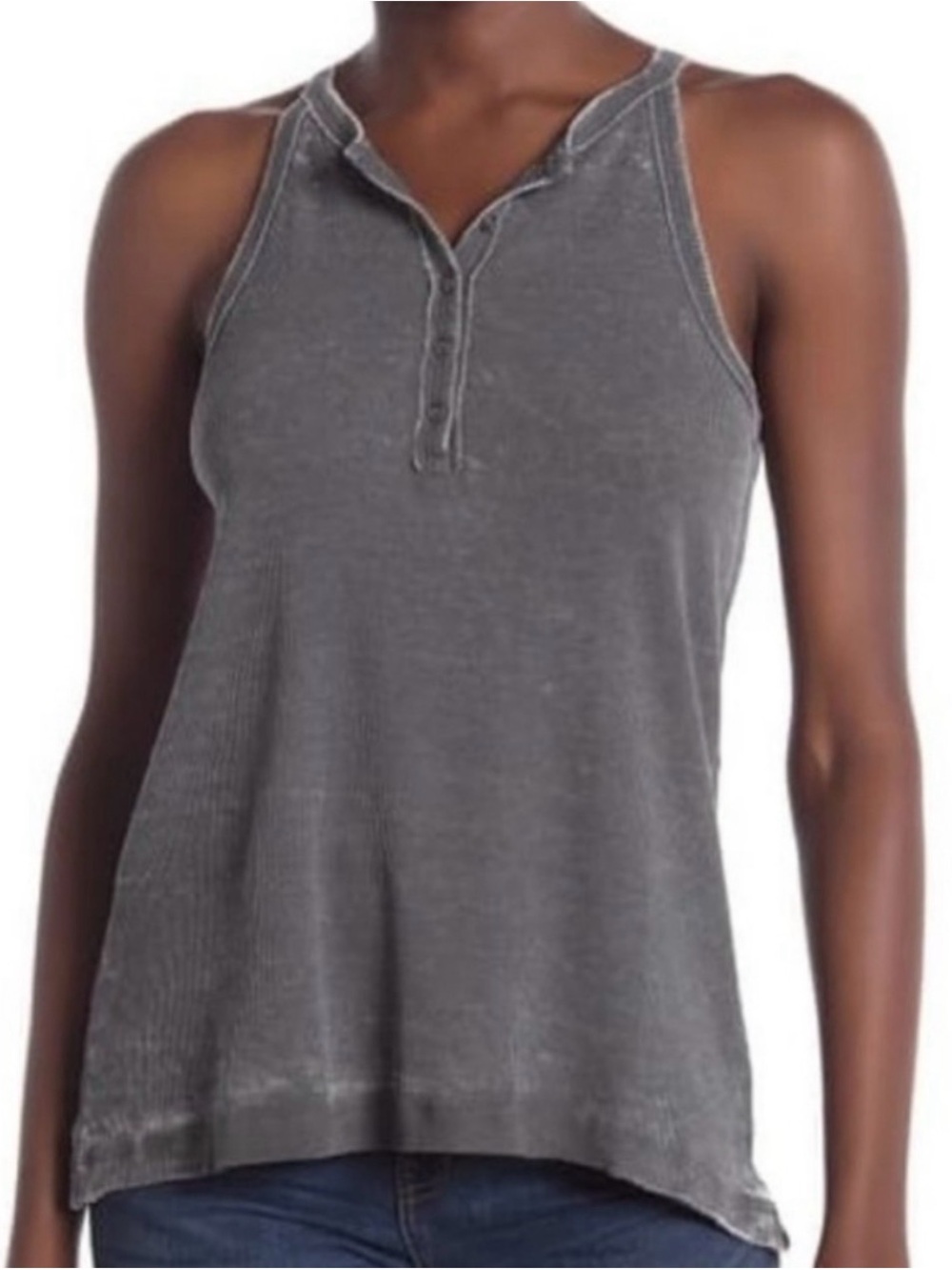 Susina Heather Gray Button-Front Tank Size 2X